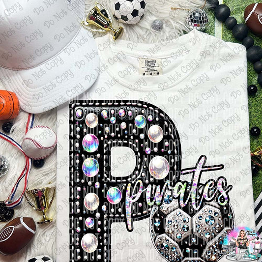 Pirates faux rhinestone Soccer SHIRT