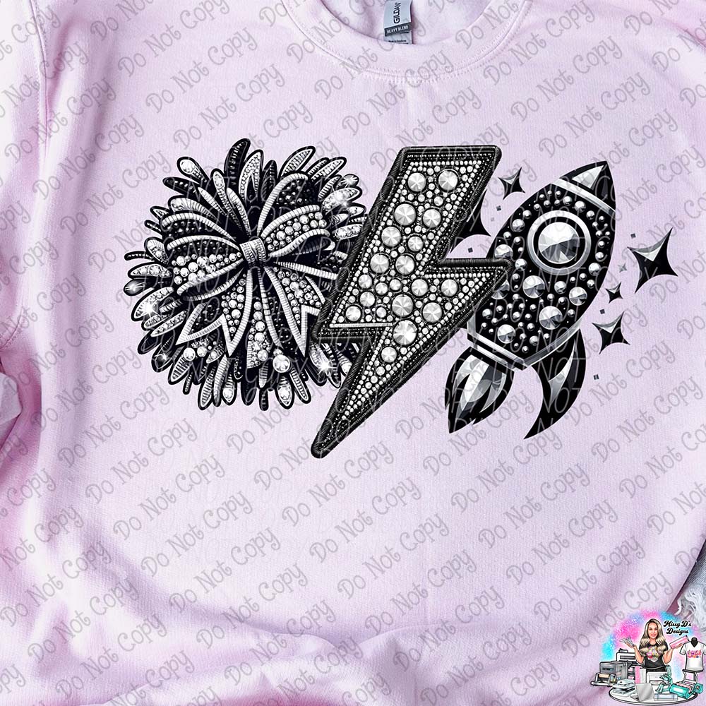 Lightning Bolt Rhinestone Cheer Mascots SHIRT