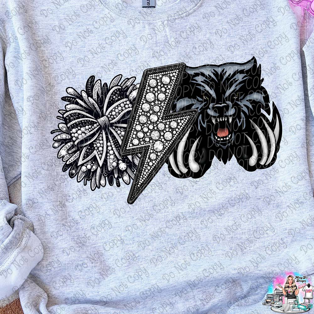 Lightning Bolt Rhinestone Cheer Mascots SHIRT