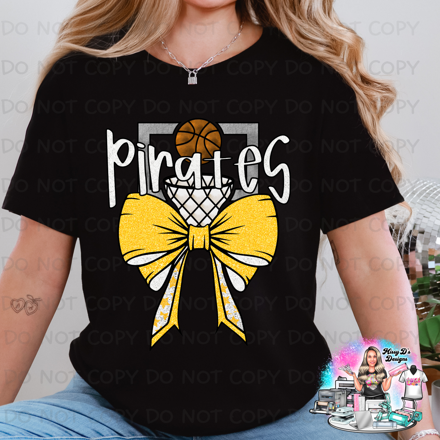 Gold Pirates Basketball Coquette Bow SHIRT