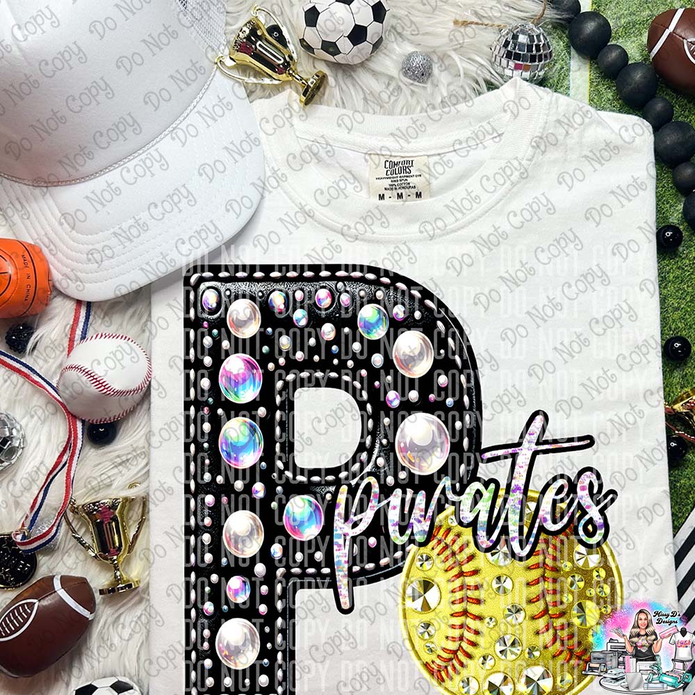 Pirates faux rhinestone Softball SHIRT