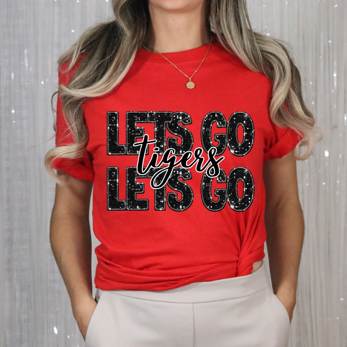 Let's Go Tigers faux sequin SHIRT