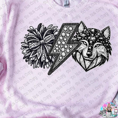 Lightning Bolt Rhinestone Cheer Mascots SHIRT