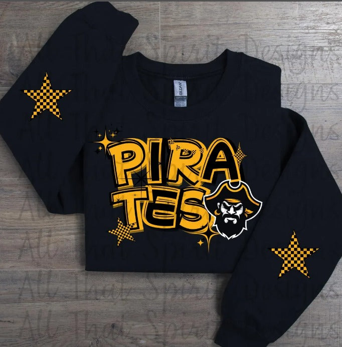 Crandall Pirates Checkered Stars w/ sleeve designs Shirt