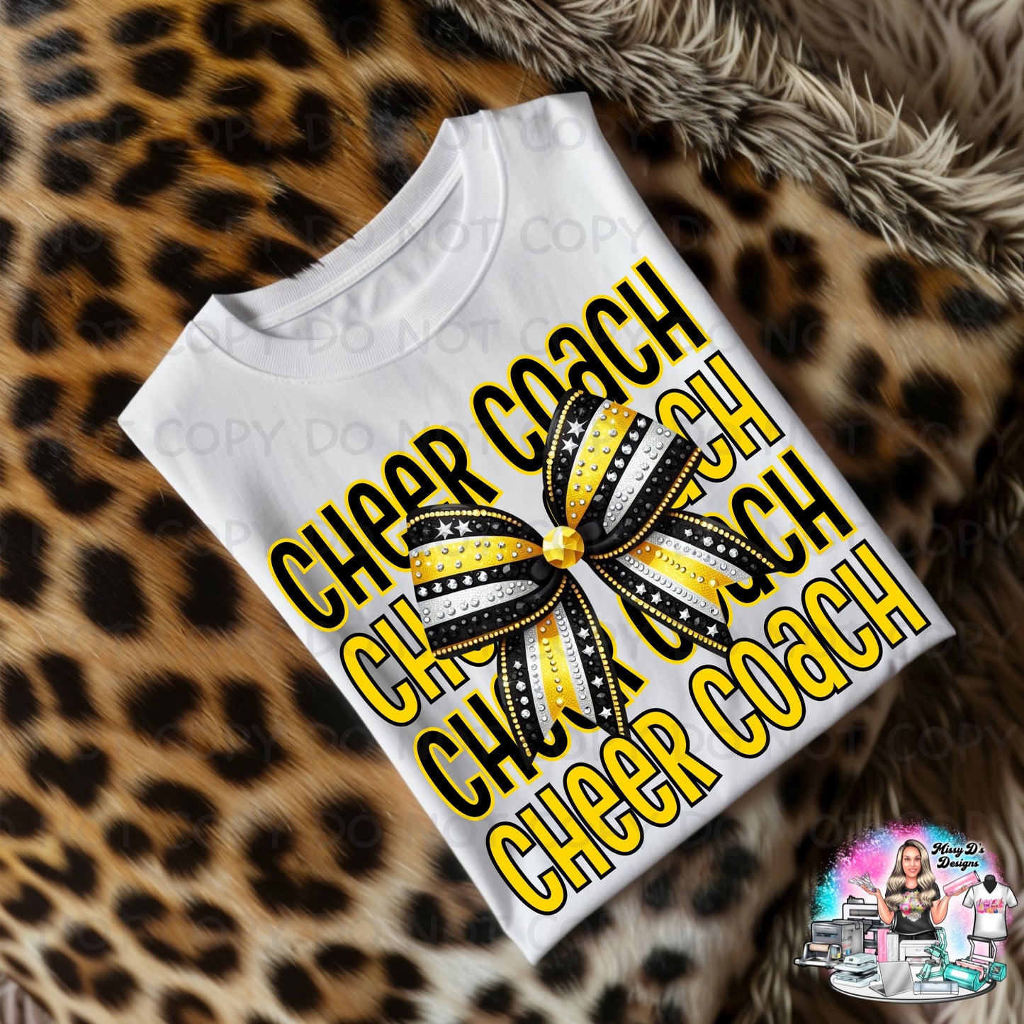 Cheer Coach Coquette Bow black/yellow-gold SHIRT