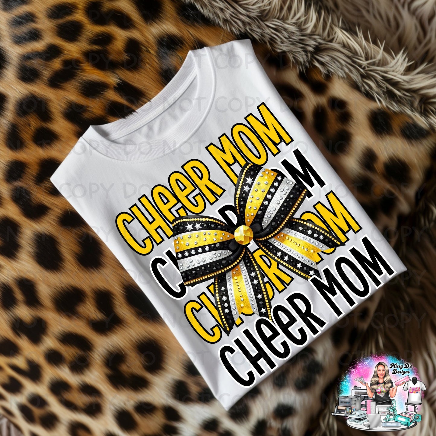 Cheer Mom Coquette Bow black/yellow-gold SHIRT