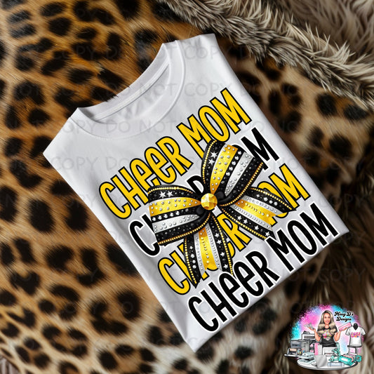 Cheer Mom Coquette Bow black/yellow-gold SHIRT