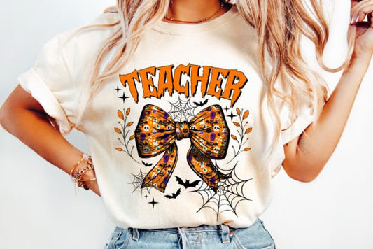 Teacher Halloween Coquette Bow SHIRT 1083