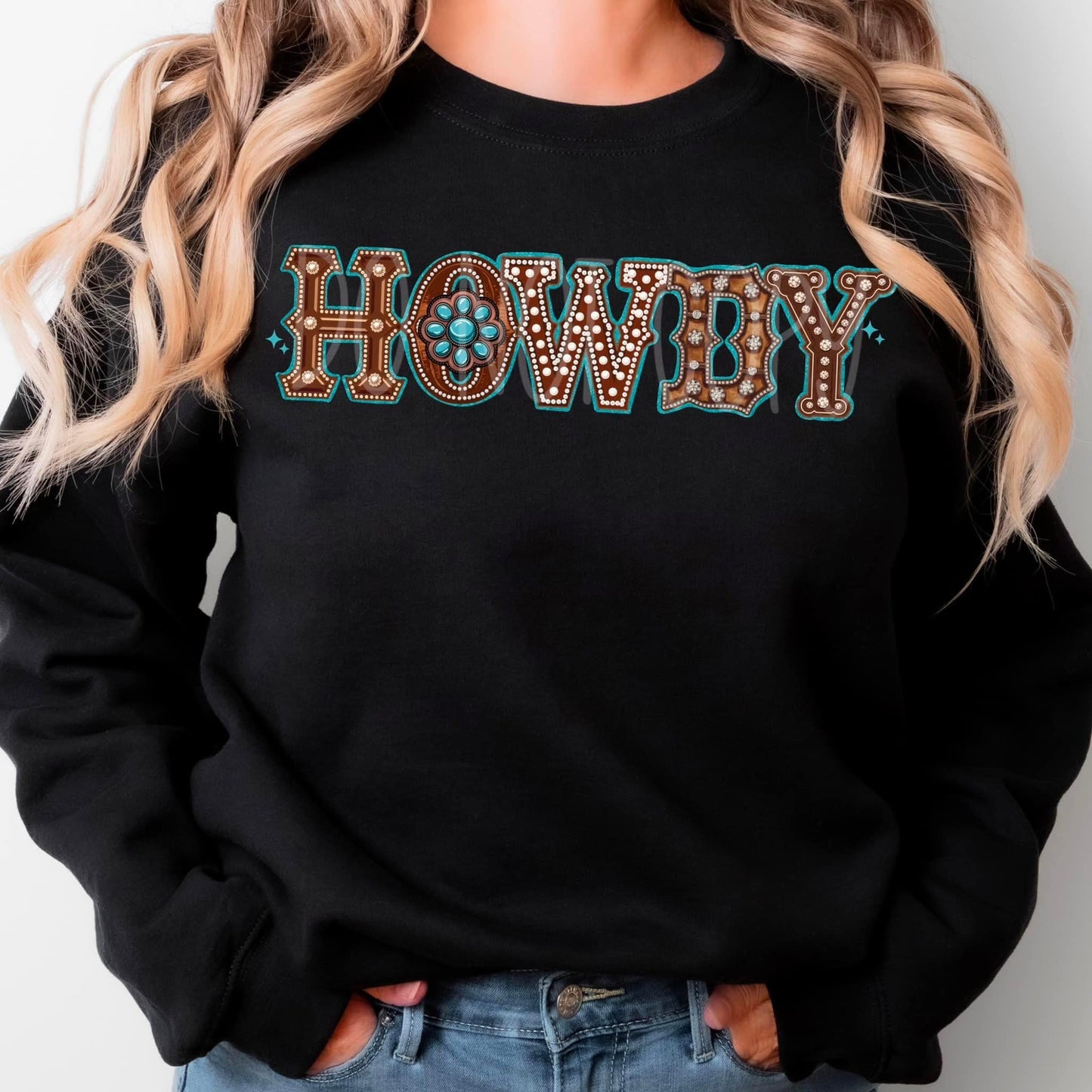 Howdy Brown Western faux Rhinestone SHIRT
