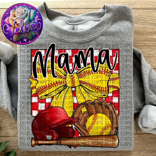 Mama Softball Checkered SHIRT