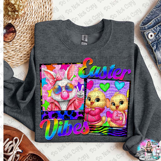 Colorful Easter Vibes Bunny & Chicks SHIRT