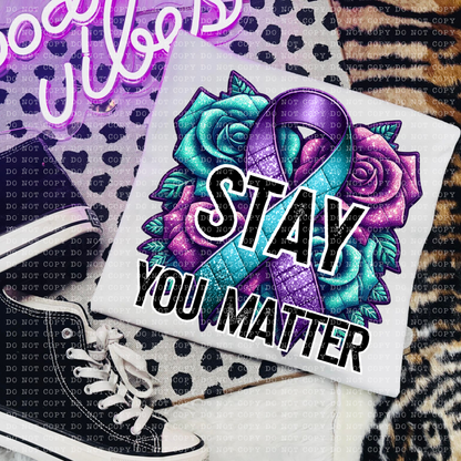 Stay You Matter Blue Purple Bow Coquette Ribbon SHIRT