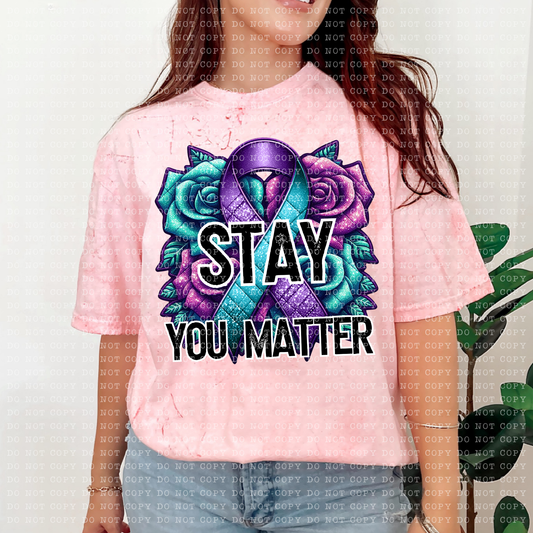 Stay You Matter Blue Purple Bow Coquette Ribbon SHIRT