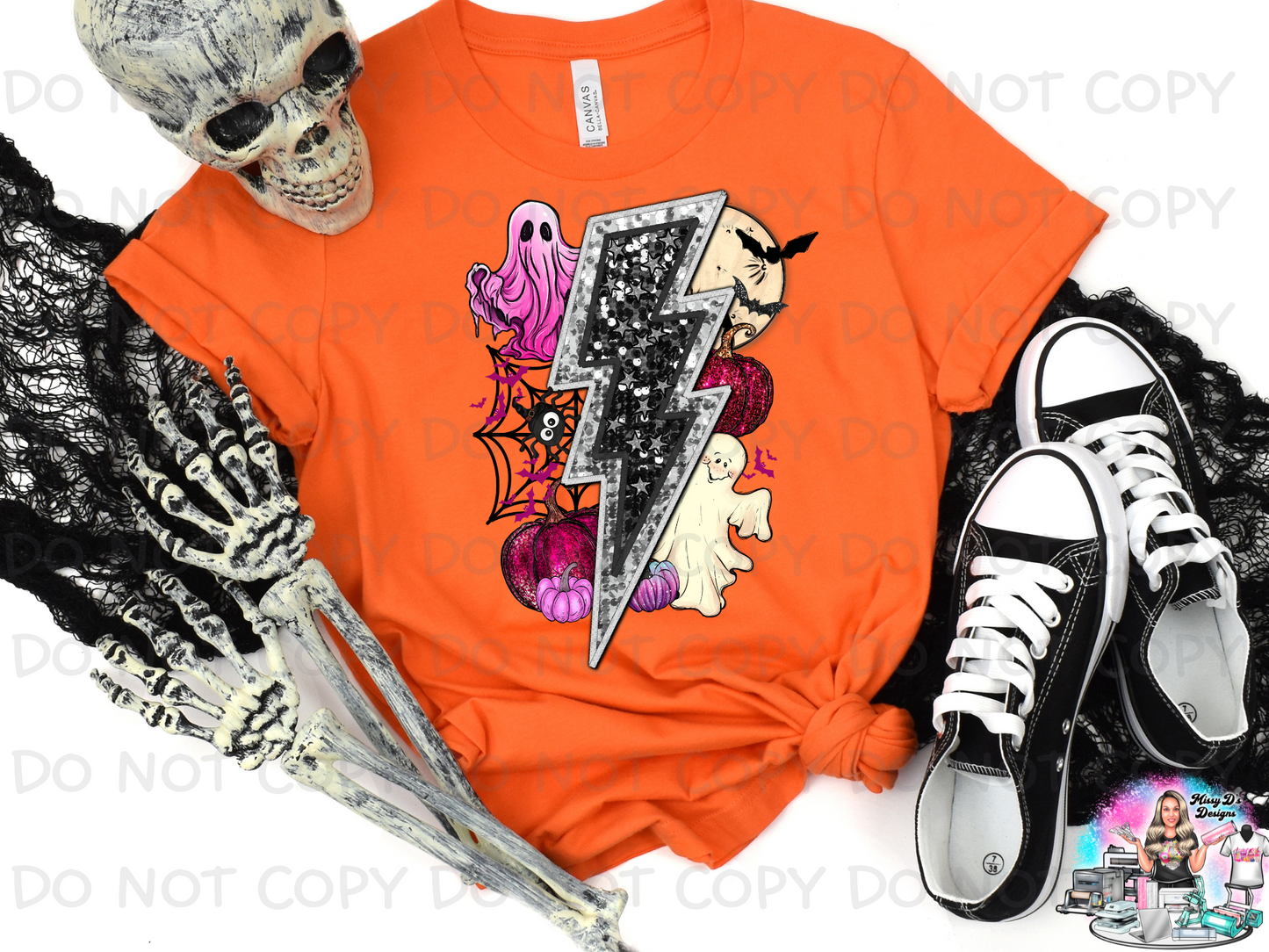 Black faux glitter lightning Halloween Colab SHIRT