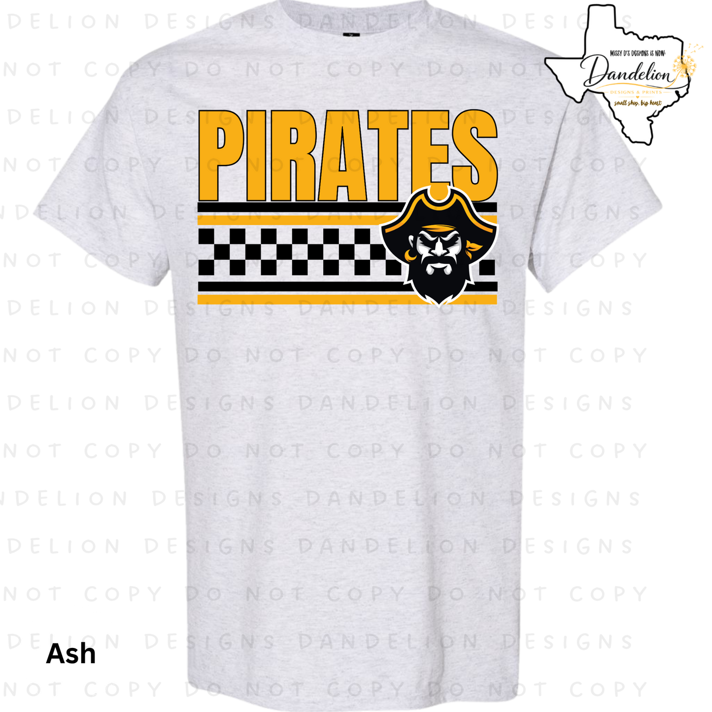Pirates Checkered Stripe Tee - Ash