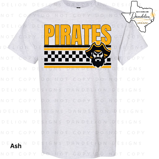 Pirates Checkered Stripe Tee - Ash