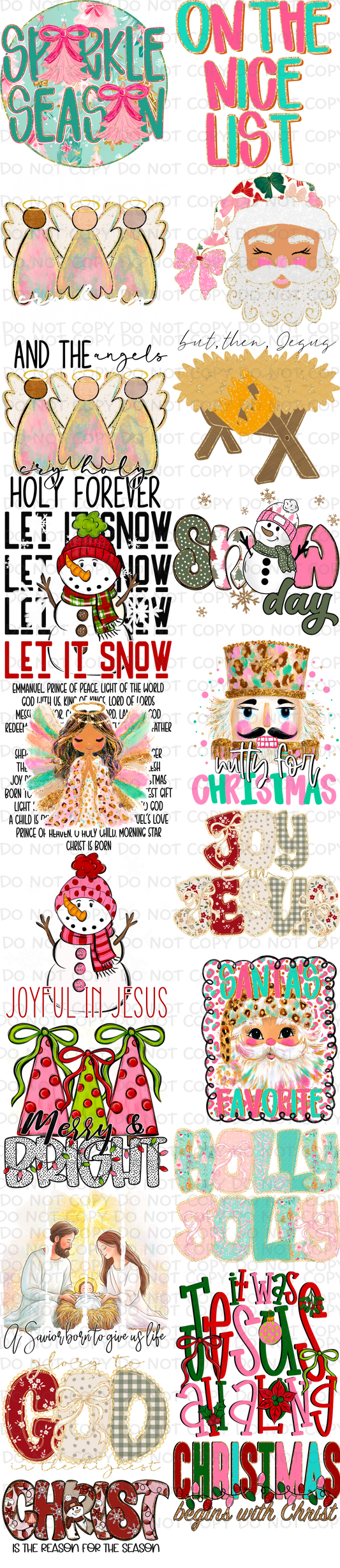 22 x 100 inch Christmas Pre-made Premade Gang Sheet