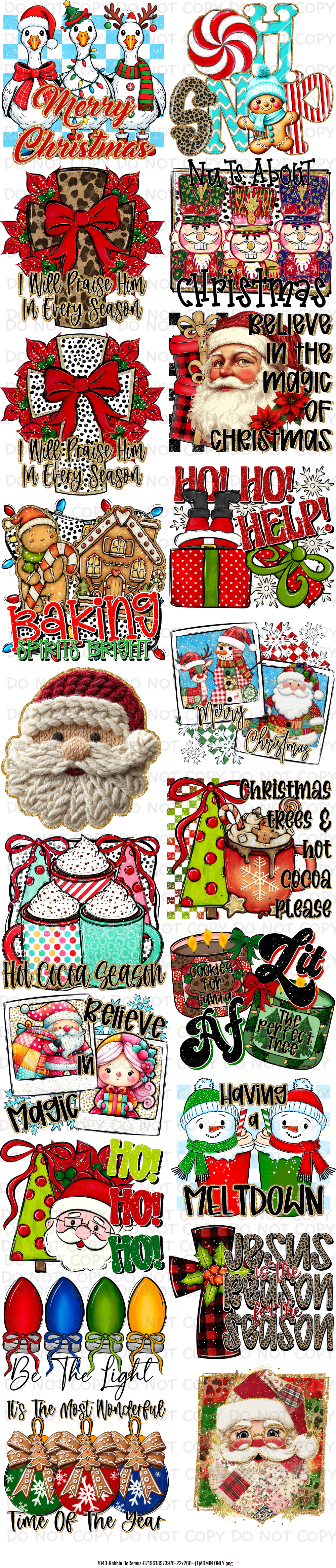 22 x 100 inch Christmas Pre-made Premade Gang Sheet