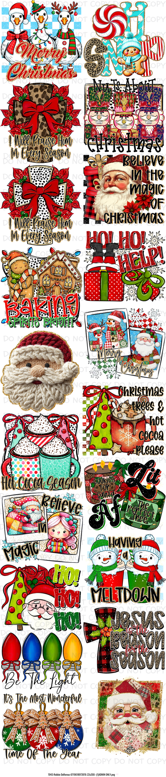 22 x 100 inch Christmas Pre-made Premade Gang Sheet