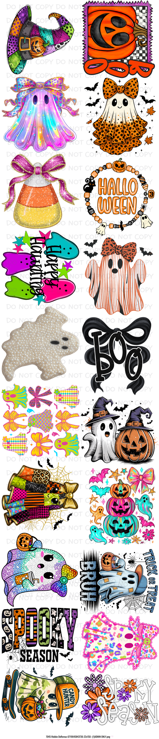 22 x 100 inch Halloween Pre-made Premade Gang Sheet