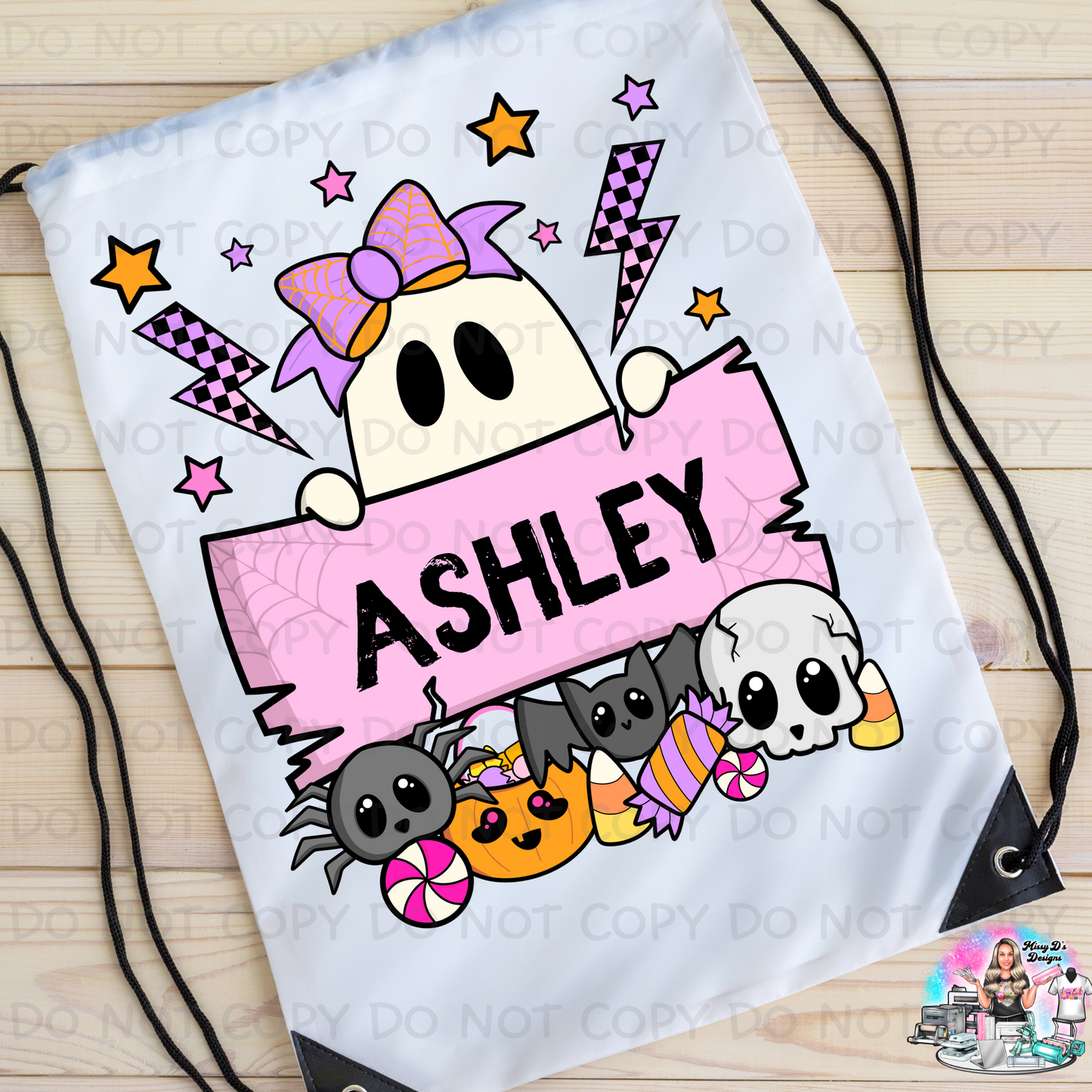 Halloween Trick or Treat Personalized Drawstring Bag
