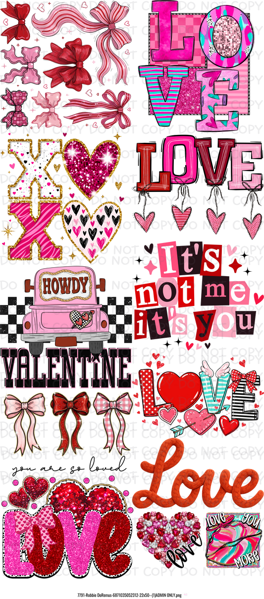 48 inch Valentine's Day Pre-Made DTF Gang Sheet 22 x 48 inches