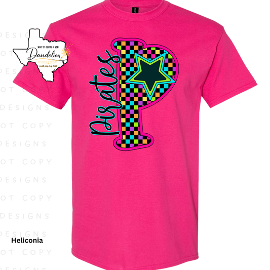 Pirates P Letter Tee - Heliconia