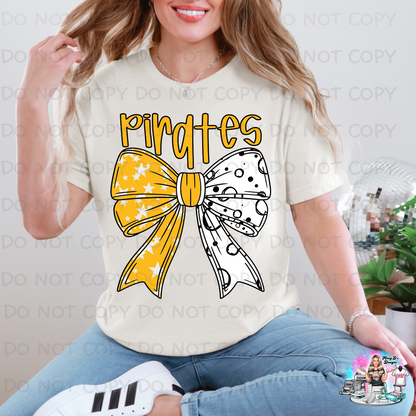 Pirates Gold/White Coquette Bow SHIRT 1097