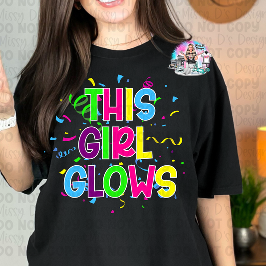 This Girl Glows Glow Party DTF TRANSFER