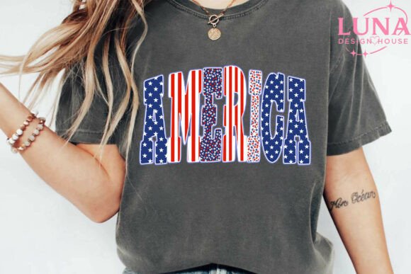 America Patriotic Lettering Long Sleeve