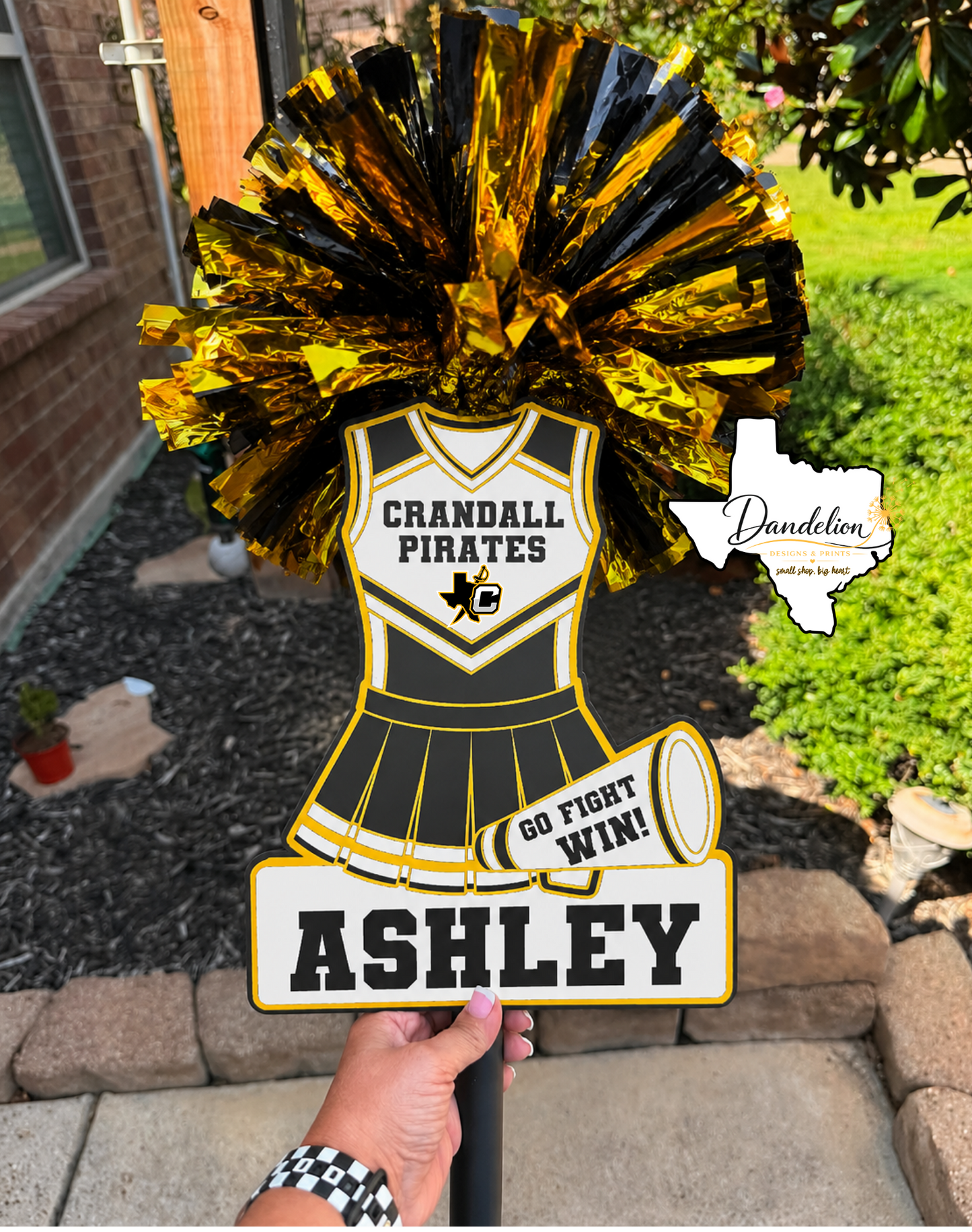Custom Cheerleader Uniform with name plaque Spirit Stick
