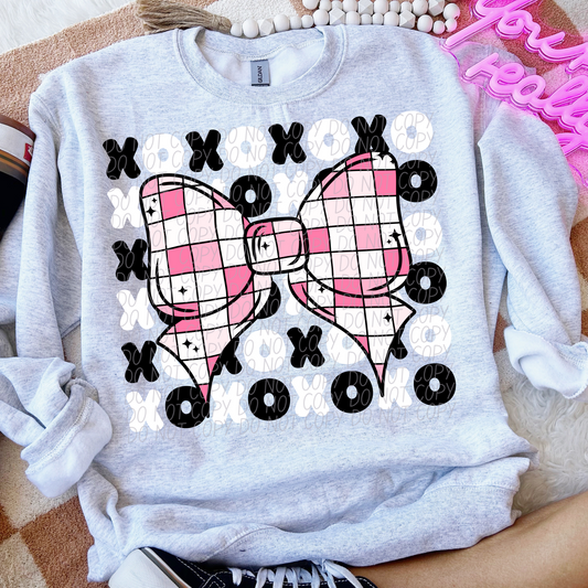 XO Pink Checkered Bow SHIRT