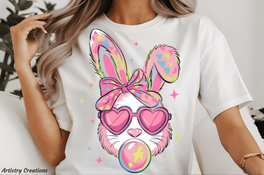 Pink bubble Blowing Gum Bunny Easter SHIRT