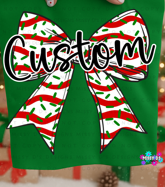 Customizable Christmas Tree Cake Bow Coquette DTF TRANSFER