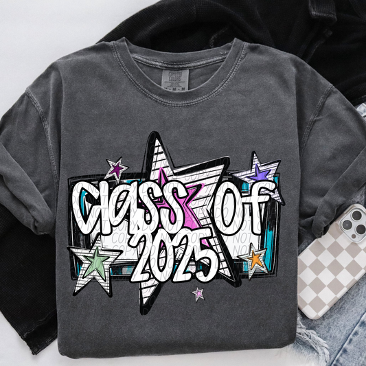 Class of 2025 Bright Stars Colorful Writing SHIRT