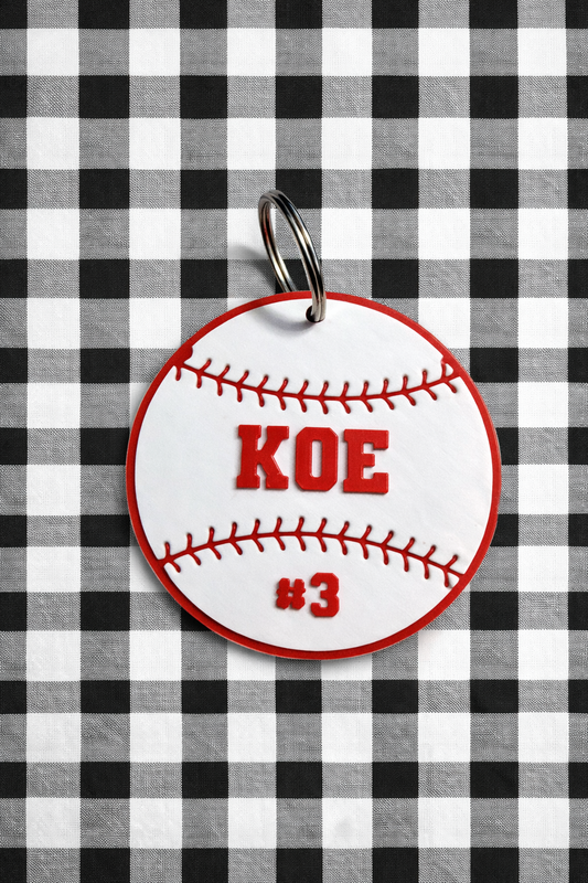Baseball Bag Tag/Keychain Custom 3D Printed