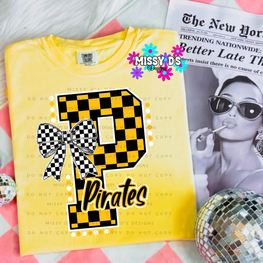 Checkered Black Gold Checkered P Crewneck Sweatshirt