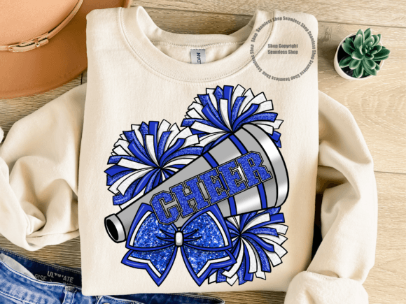 Blue Faux Glitter Cheer SHIRT