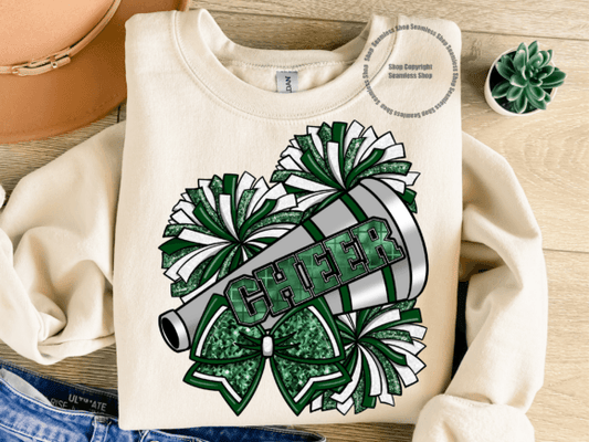 Green Faux Glitter Cheer SHIRT