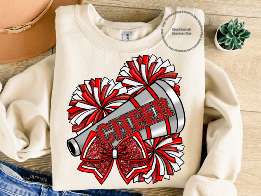 Red Faux Glitter Cheer SHIRT
