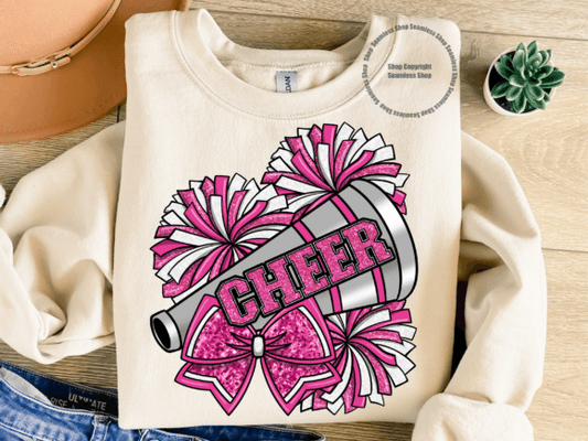 Pink Faux Glitter Cheer SHIRT