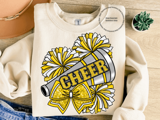 Yellow Faux Glitter Cheer SHIRT