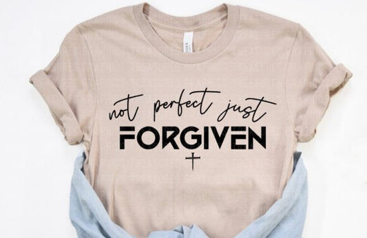 Not Perfect Just Forgiven Black Writing SHIRT