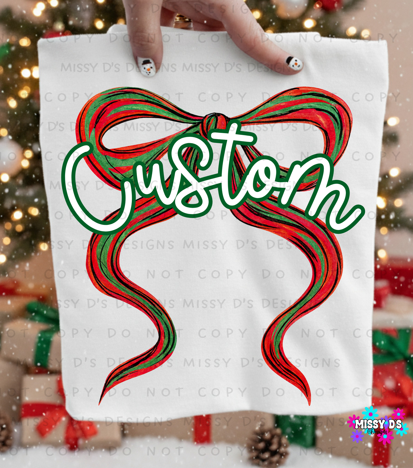 Custom Christmas Bow Coquette Mascot DTF TRANSFER