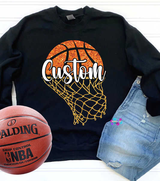 Customizable Faux Glitter Basketball Mascot Custom DTF TRANSFER