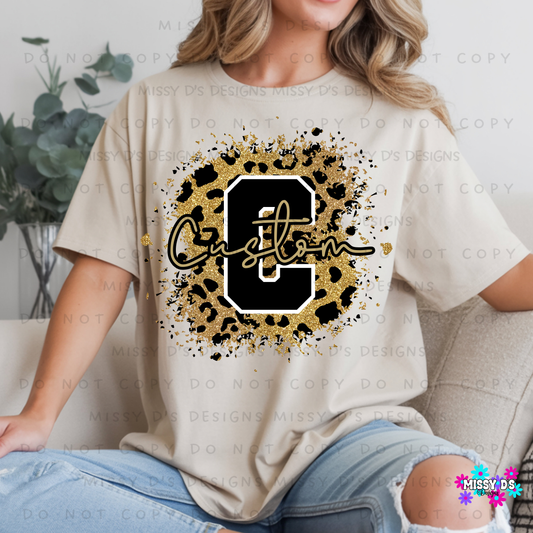 Custom Leopard Splatter Mascot/Name DTF TRANSFER