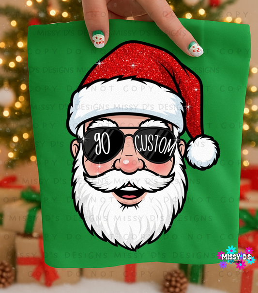 Customizable Santa w/ Sunglasses Go Mascot Custom DTF TRANSFER