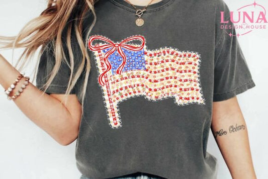 Coquette American Flag Bow T-Shirt
