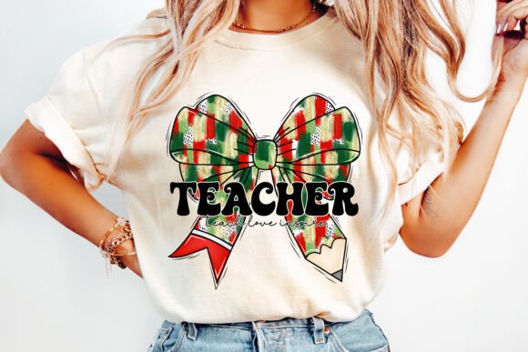 Brushstroke Teacher Christmas Coquette Bow SHIRT