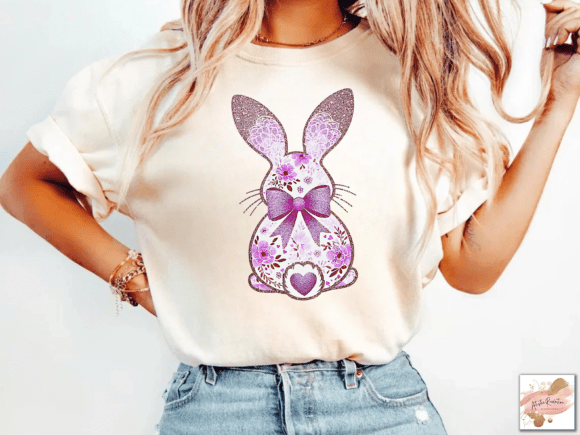 Floral Purple Easter Bunny SHIRT